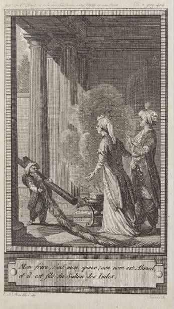 One Thousand and One Nights by Antoine Galland (d. 1715). Barde, Manget & Compagnie. Geneva, 1790. HC.FB.04341.01. Part of Heritage Collections at Qatar National Library. Public Domain.
