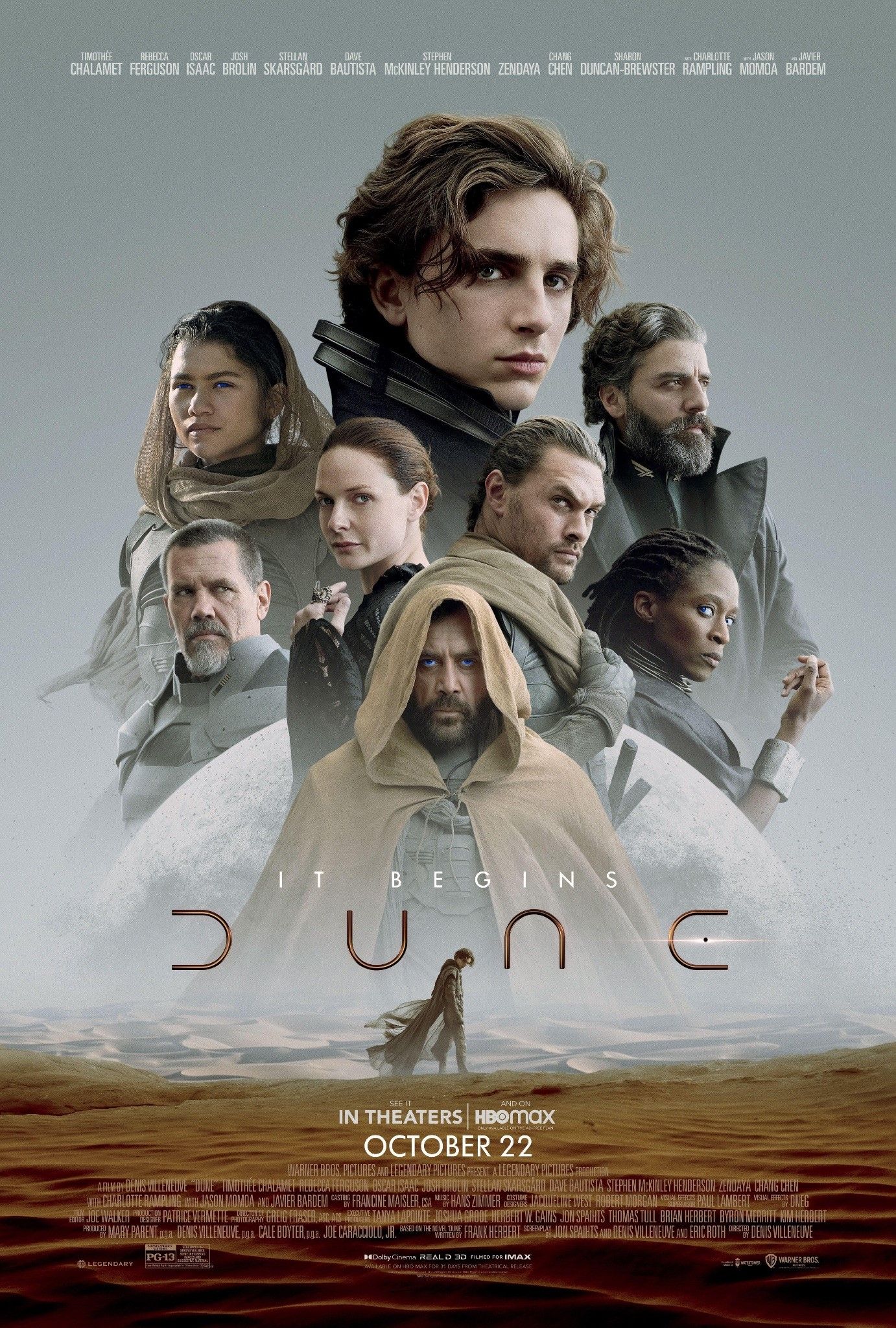 Film poster for Dune (2021), directed by Denis Villeneuve. Credit: Warner Bros, FlixPix, Alamy Stock Photo. 