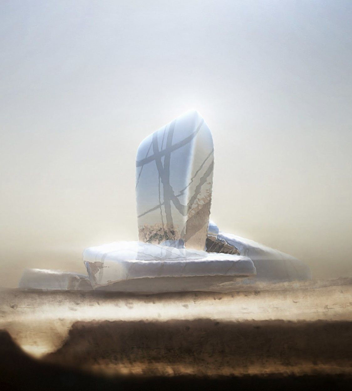 A Monumental Mirage: A visualization of Ithra design in its early stages. Courtesy of Snøhetta.