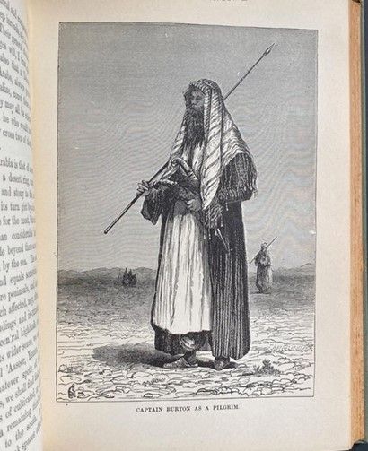 “Travels in Arabia” is a hardcover book by American poet Bayard Taylor (1825-1878). The book documents the life of pilgrimage in Arabia during the mid 19th century as the author travels to Mecca and Madina and illustrates what he sees. Courtesy of Crystal Ages. 