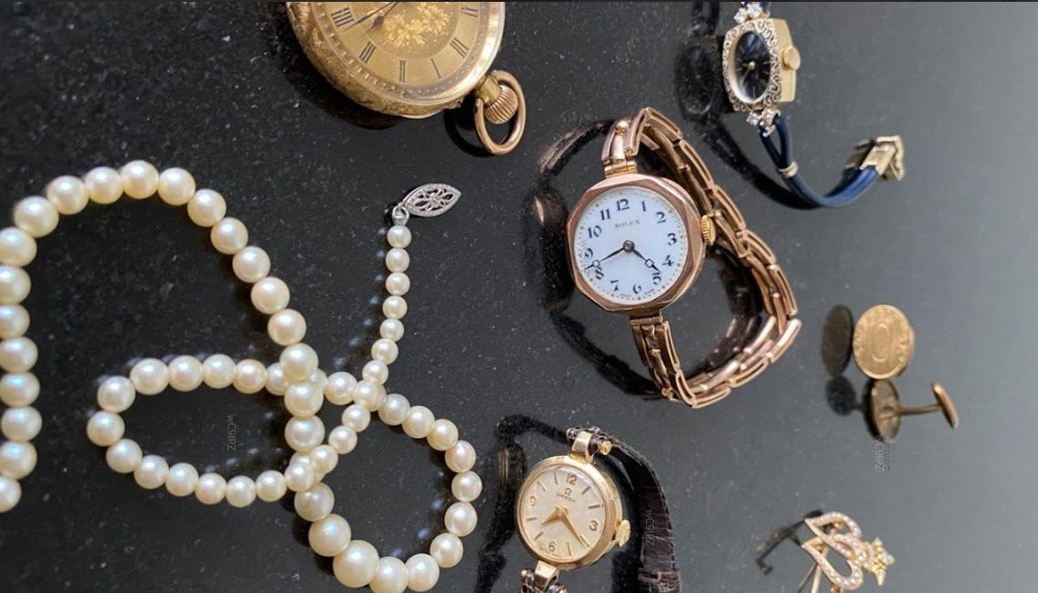 Rolex from the 1920s and Omega from 1956. Courtesy of Crystal Ages.