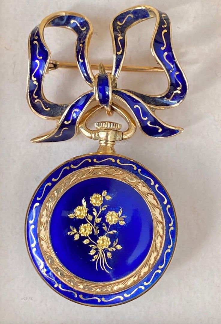 Exquisite 18K Gold Montreux Swiss pocket watch. Courtesy of Crystal Ages.