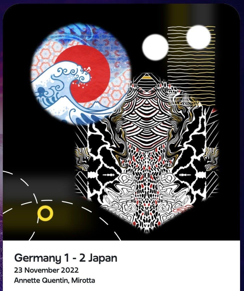Generated NFT for the game between Germany and Japan. Part of Ithra Permanent Art Collection.
