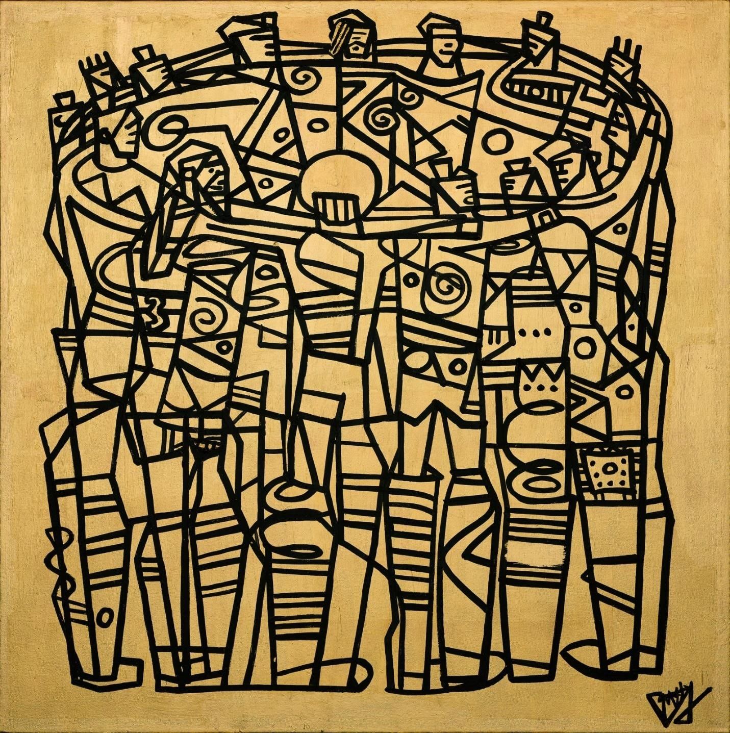 100x100cm, Acrylic and 24k gold on canvas. Courtesy of Ben Mosley.