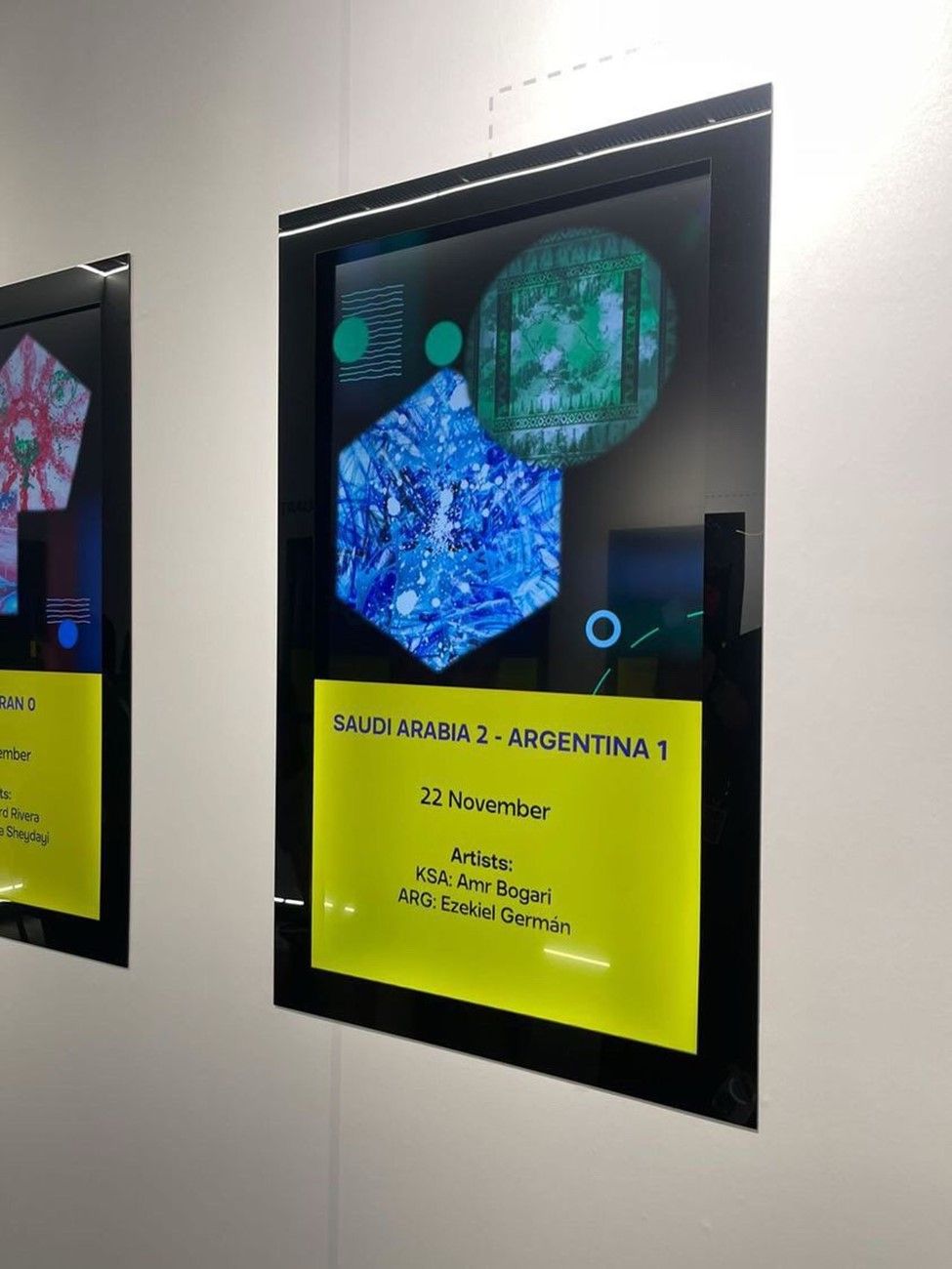 Generated NFT artwork of the historic game between Saudi and Argentina during the 2022 FIFA World Cup. Part of Ithra Permanent Art Collection.