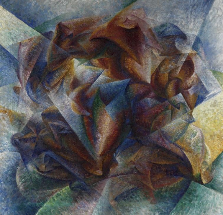 ‘Dynamism of a Soccer Player,’ by Umberto Boccioni. Date: 1913. Medium: Oil on canvas. Dimensions: 6’ 4 1/8" x 6' 7 1/8" (193.2 x 201 cm). Credit: The Sidney and Harriet Janis Collection. Source: The Museum of Modern Art. 