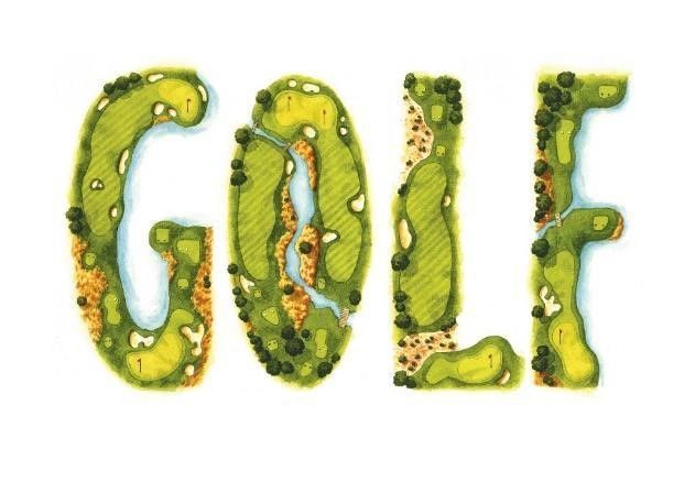 GOLF - Framed Watercolor Size: 9″ x 15″ image in a 17″ x 23″ frame Courtesy of Lee Wybranski.
