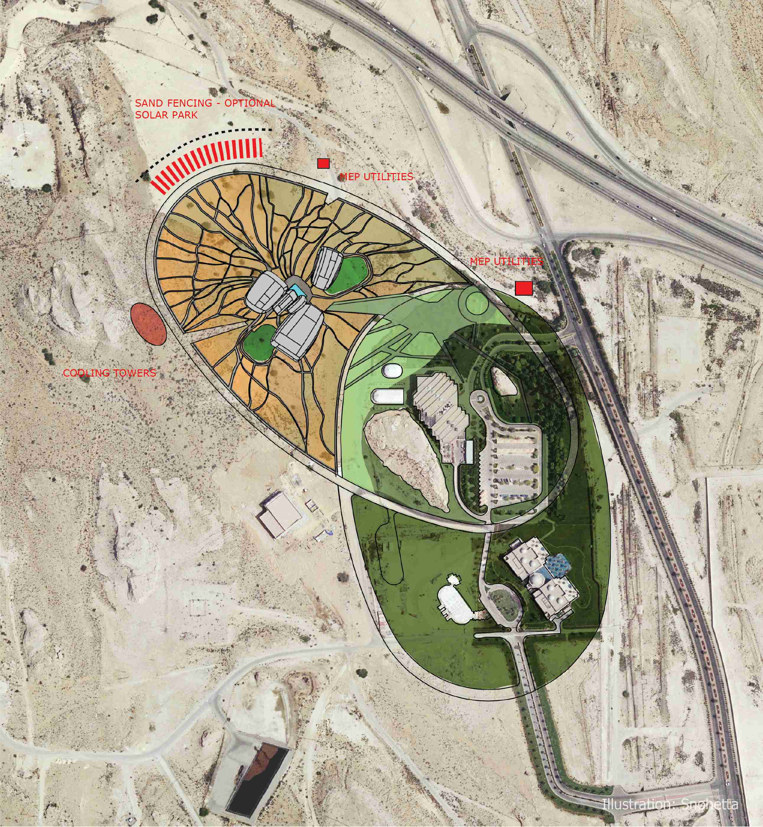 A visualization of Ithra’s landscape. Courtesy of Snøhetta.