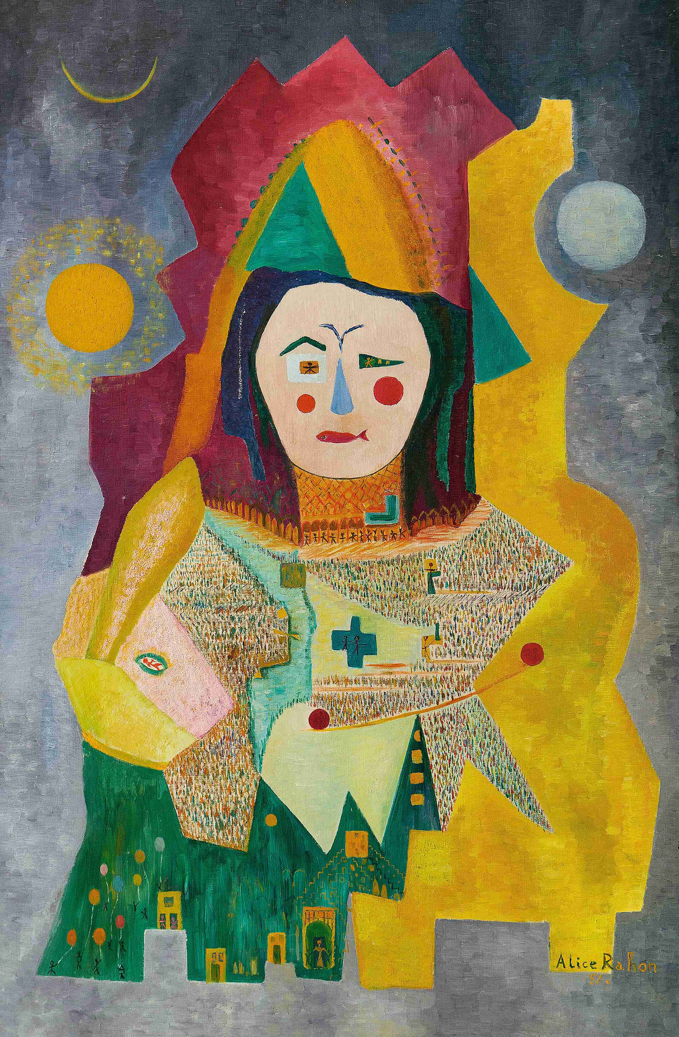 أليس راهون، لوحة "بورتريه" (Autorretrato)، 1951، زيت على قماش. يُعرض هذا العمل بإذن من متاحف قطر، كجزء من معرضها الرائد لمجموعات مالبا وإدواردو ف. كوستانتيني.