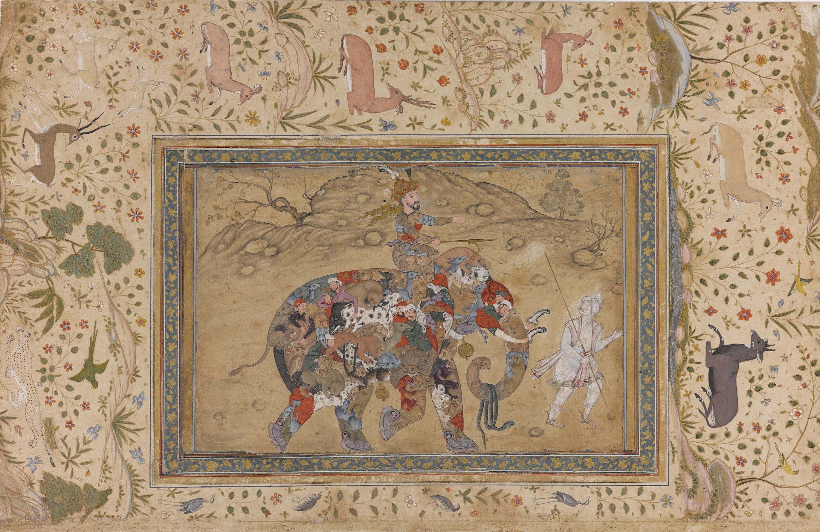 A Composite Elephant with Rider and Groom