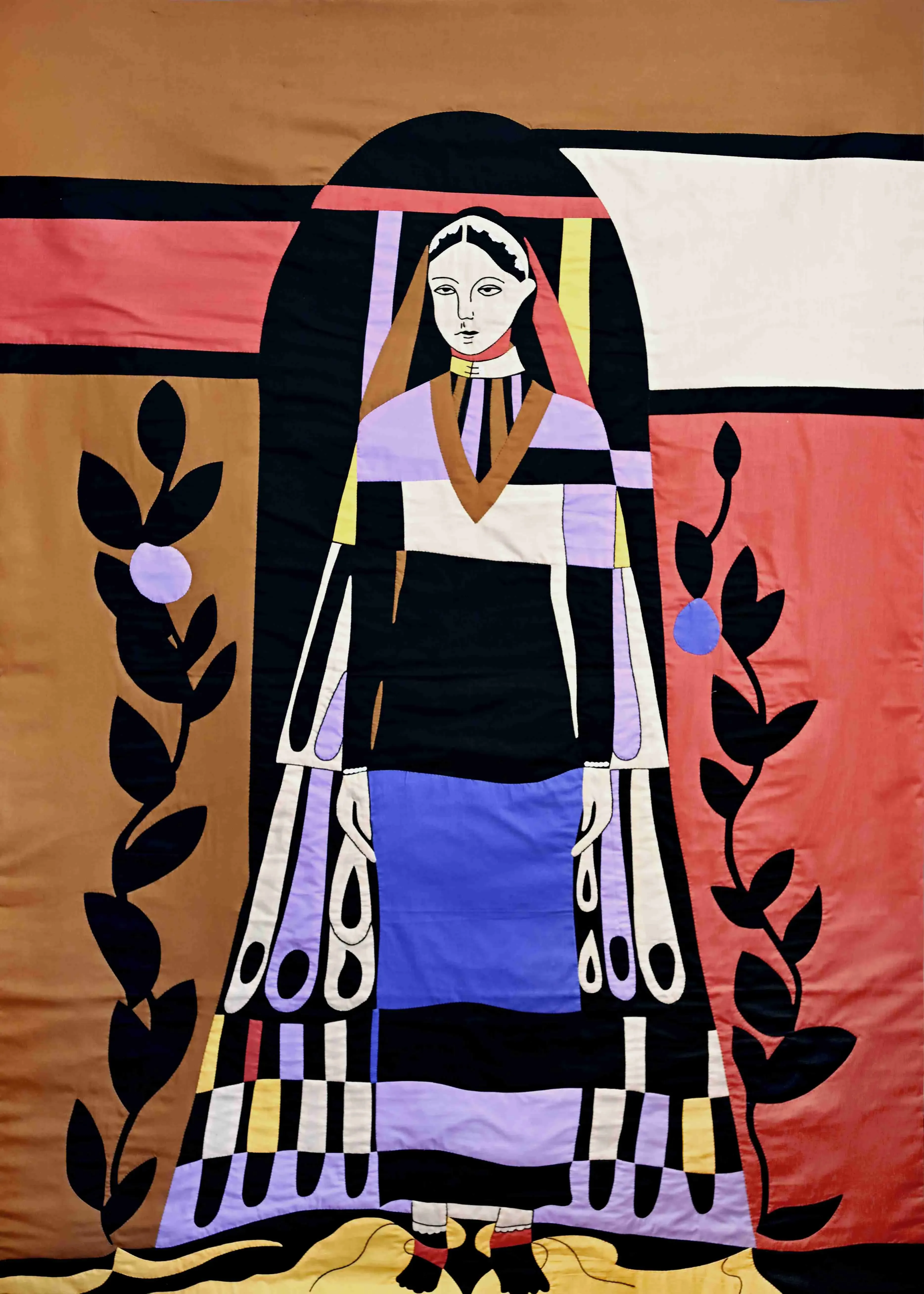 ‘Bride.’ Sara Al Abdali. 2026. Appliqué embroidery on cotton fabric. 124 × 179 cm. Courtesy of the artist.&nbsp;