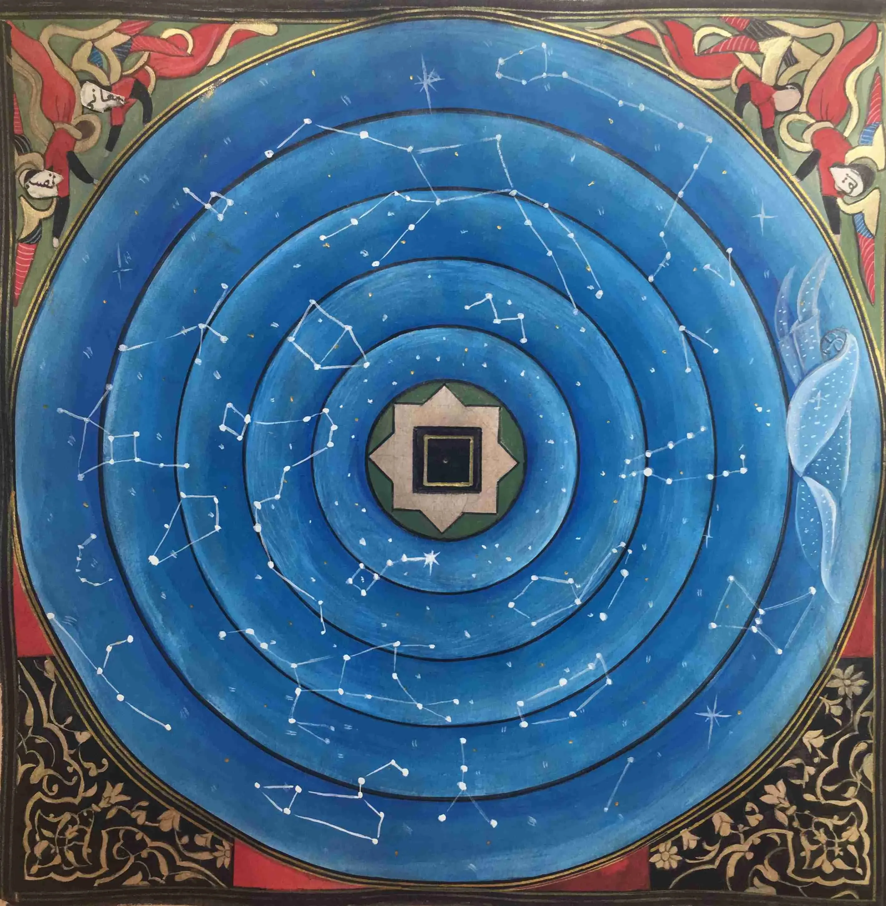 ‘Al-Bait Al-M’amur.’ Sara Al Abdali. 2018. Natural pigments and gouache on paper. 20 × 20 cm. Courtesy of the artist.&nbsp;