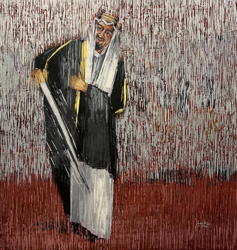 King Faisal drawn by the artist Abdullah Saqr’s brush, 200 cm * 200 cm. Art courtesy of the artist.