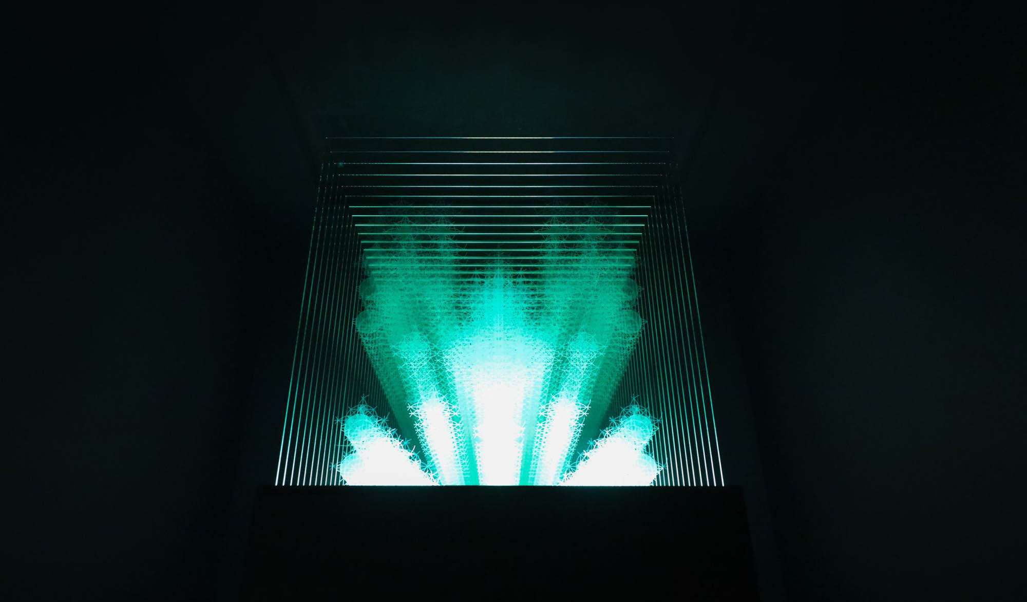 Proportion of Light by Ahmad Angawi. 2021. Wood and engraved glass 230 x 80 cm Courtesy the artist Photo © Riyadh Art 2021