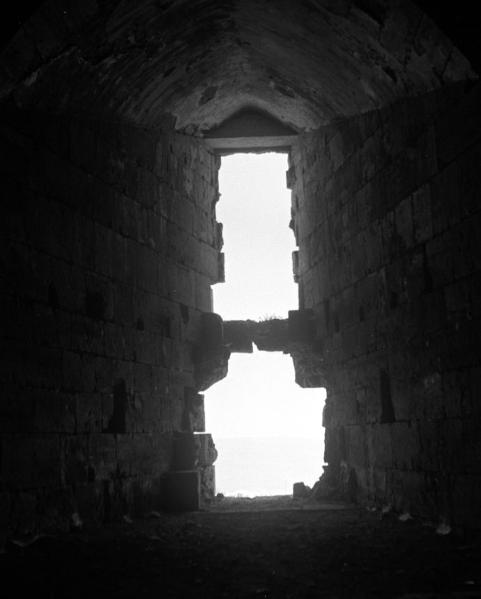 Indoor view of the Krak des Chevaliers castle or Crac des Chevaliers, also called Ḥiṣn al- Akrād. Talkalakh District of Homs.
