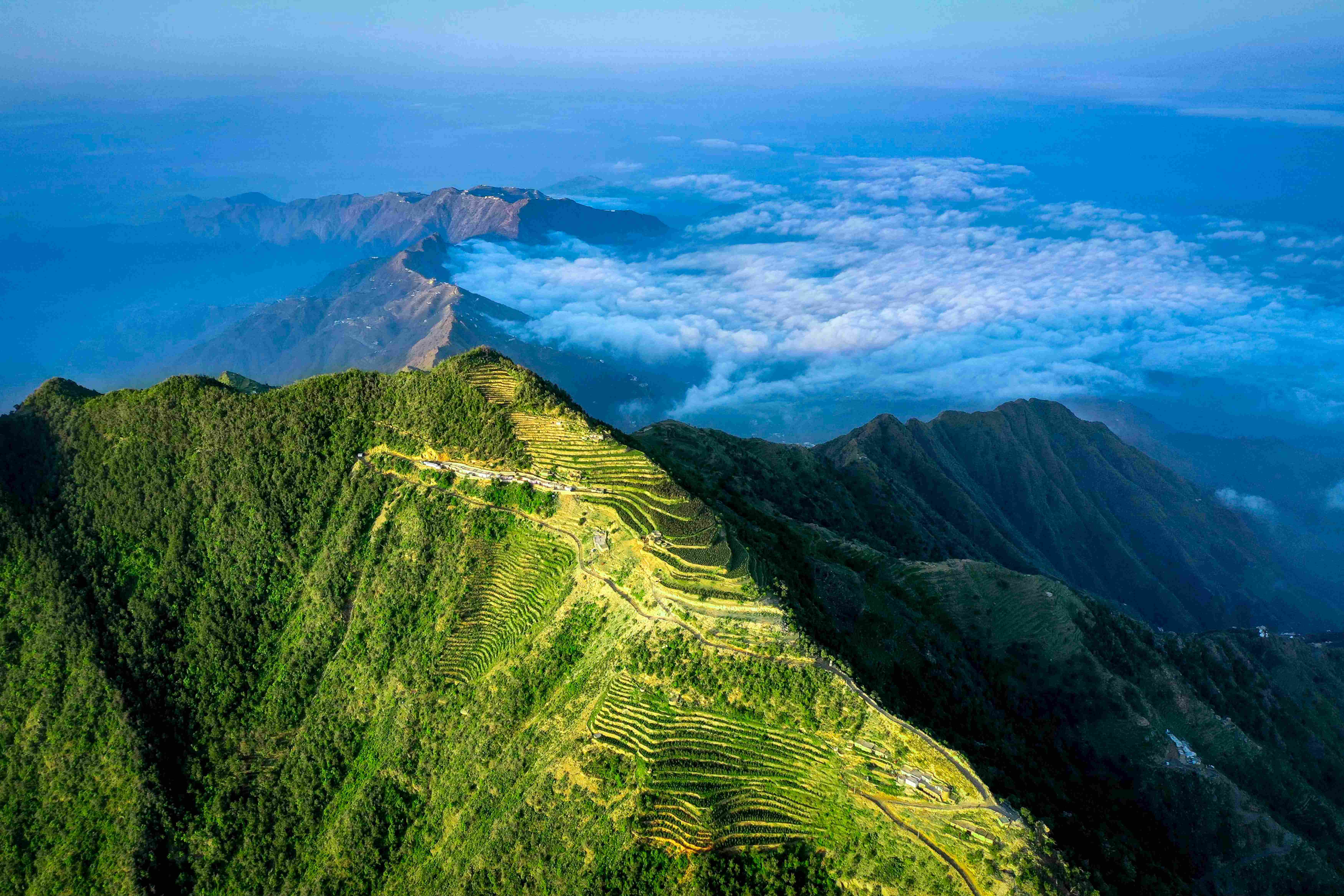 Sunrise over the mountains of Harub governorate, located in the Jazan Province. Courtesy of Ibrahim Sarhan. 