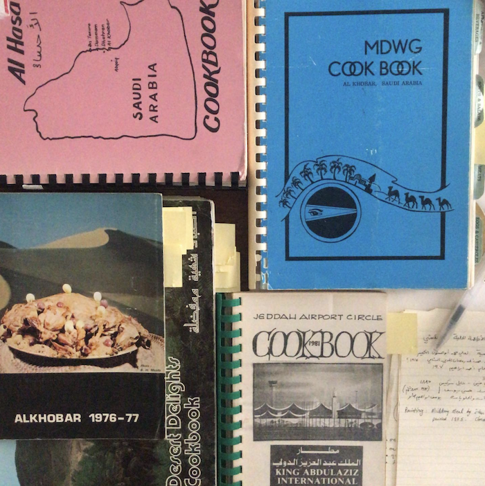 a collection of vintage cookbooks. Courtesy of Salma Serry 