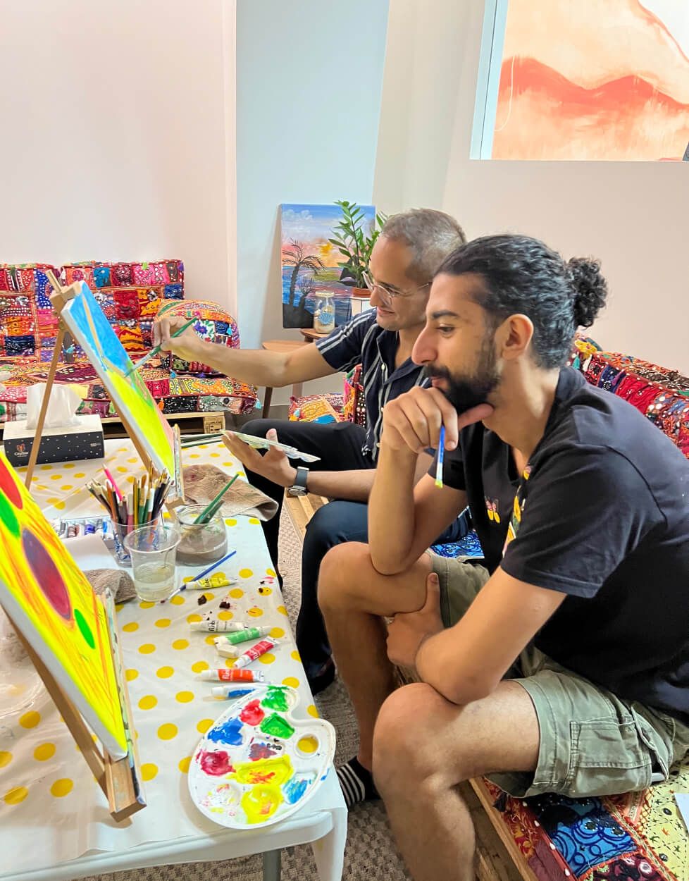 Some of the attendees of the art therapy and colors workshops, Kuwait, 2022. Courtesy of the artist.
