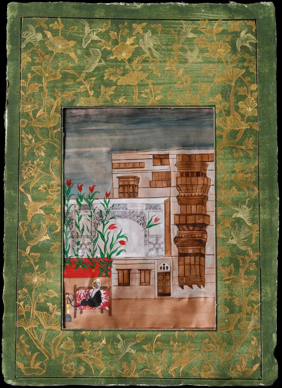 ‘Sukoon.’ 2018. Sara Al Abdali. Natural pigments, gold, and gouache on paper. 18 × 34 cm. Courtesy of the artist.&nbsp;