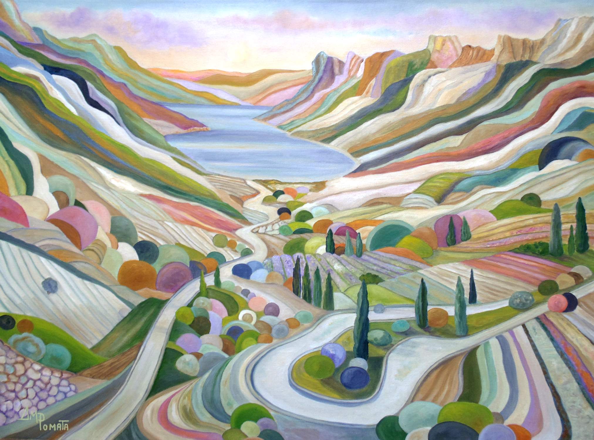 ‘Treasure the Quiet’ by Spanish artist Ángeles M. Pomata who is passionate about the study of color and nature. 