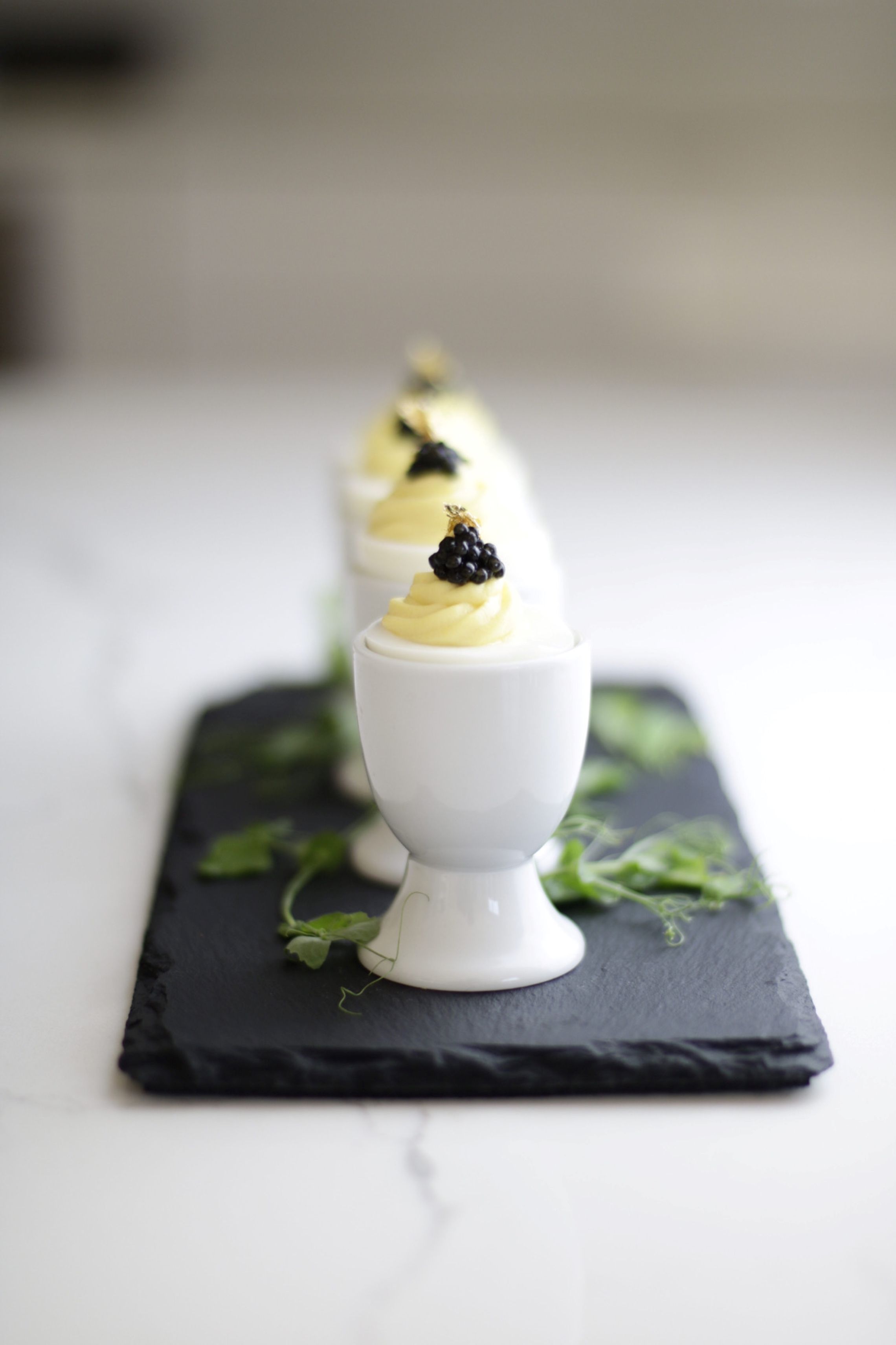 Truffle Deviled Eggs with Caviar. Courtesy of the chef Bri Baker.