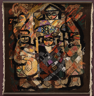 'Mère et Enfant (Mother and Child),' by Safia Farhat. 1970. Tapestry, 151 x 124 cm. This art was part of ‘Horizon in Their Hands’ exhibition in collaboration with Barjeel Art Foundation held at Ithra. Courtesy of Ithra.&nbsp;