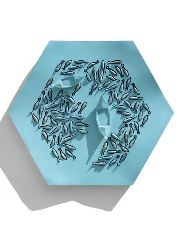 'صيد غير معاش 14.' محمد بنوي. 2026. ألياف زجاجية وخشب، 130x150سم. بإذن من الفنان.&nbsp;