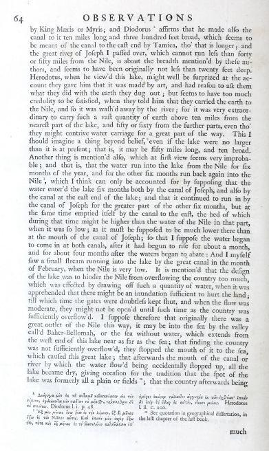‘A Description of the East, and Some Other Countries.’ Richard Pococke. 1743–1745. During his journey along the Nile, he recorded its seasonal floods and described how its waters were directed through canals and into areas such as Lake Moeris. Accompanied by illustrations of Nile fish and views of Thebes, the work offers a visual record of how water shaped travel, agriculture, and settlement in Egypt. (HC.FB.03831.01). Courtesy of the Heritage Collection Team in the Heritage Library, Qatar National Library.