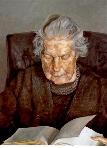 ‘The Painter's Mother Reading,’ &nbsp;by Lucian Freud. 1975. Source: Bridgeman Images.