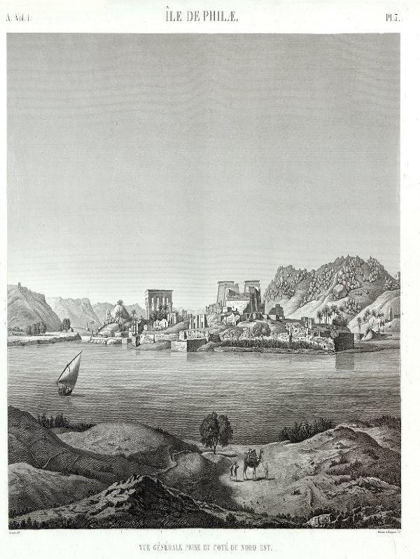 'Description de l'Égypte.' Panckoucke (Second Edition). 1820-1829. Produced following Napoleon Bonaparte's French Campaign in Egypt, this work documents Egypt through detailed maps and engravings. Its plates show the Nile as a central feature of the landscape, flowing past sites such as Philae and Elephantine, shaping settlements, and guiding movement along the river. (HC.FB.25925.01 / HC.FB.25925.11). Courtesy of the Heritage Collection Team in the Heritage Library, Qatar National Library.