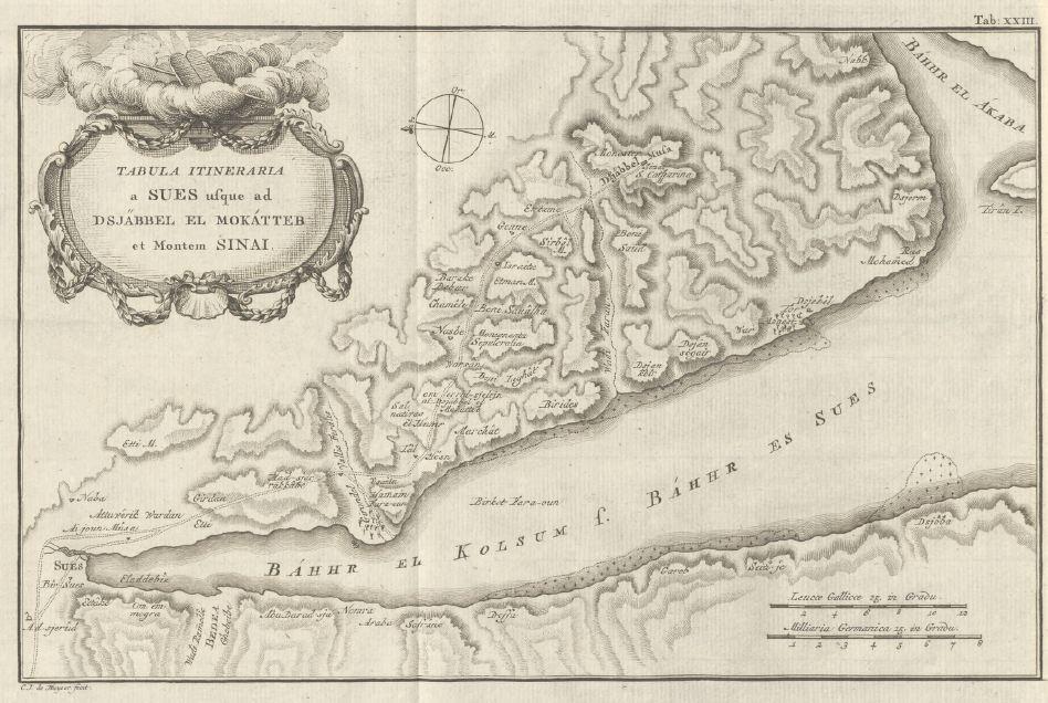 'Description de l'Arabie.' Carsten Niebuhr. 1774. Documenting the Arabian Peninsula as part of the Royal Danish Expedition to Arabia (1761–1767), Niebuhr's detailed maps highlight coastlines, ports, and maritime routes, showing how travel depended on navigating surrounding waters. (HC.FB.01362). Courtesy of the Heritage Collection Team in the Heritage Library, Qatar National Library.