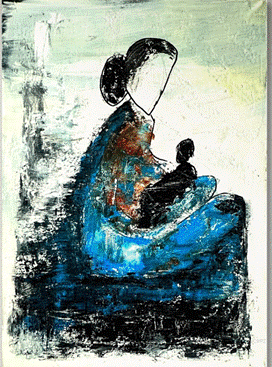 'مهد الحب'، للفنانة تومبا بانيرجي. ألوان أكريليك على قماش. بإذن من مركز كتبنا الثقافي.&nbsp;