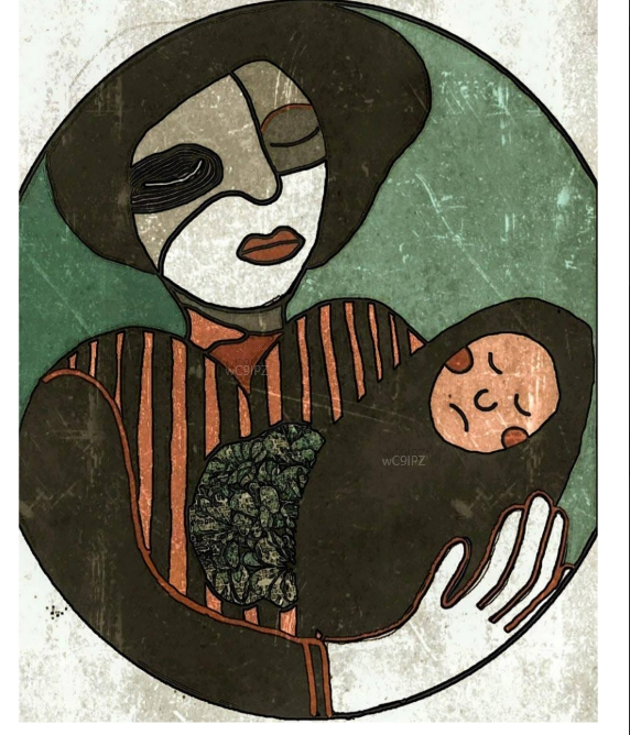 'الأمان'، للفنانة مها عبد المجيد. ألوان أكريليك، ووسائط مختلطة على قماش. بإذن من مركز كتبنا الثقافي.&nbsp;