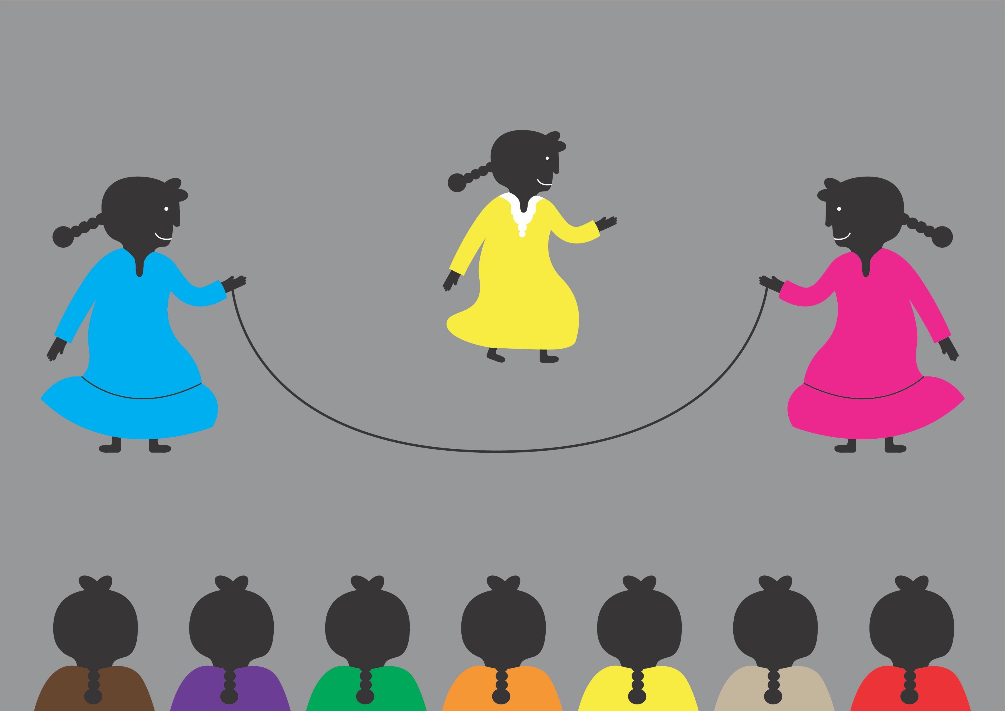 A group of girls in the village of Nag Hammadi playing jump rope. Courtesy of the artist Mohamed Sharkawy.