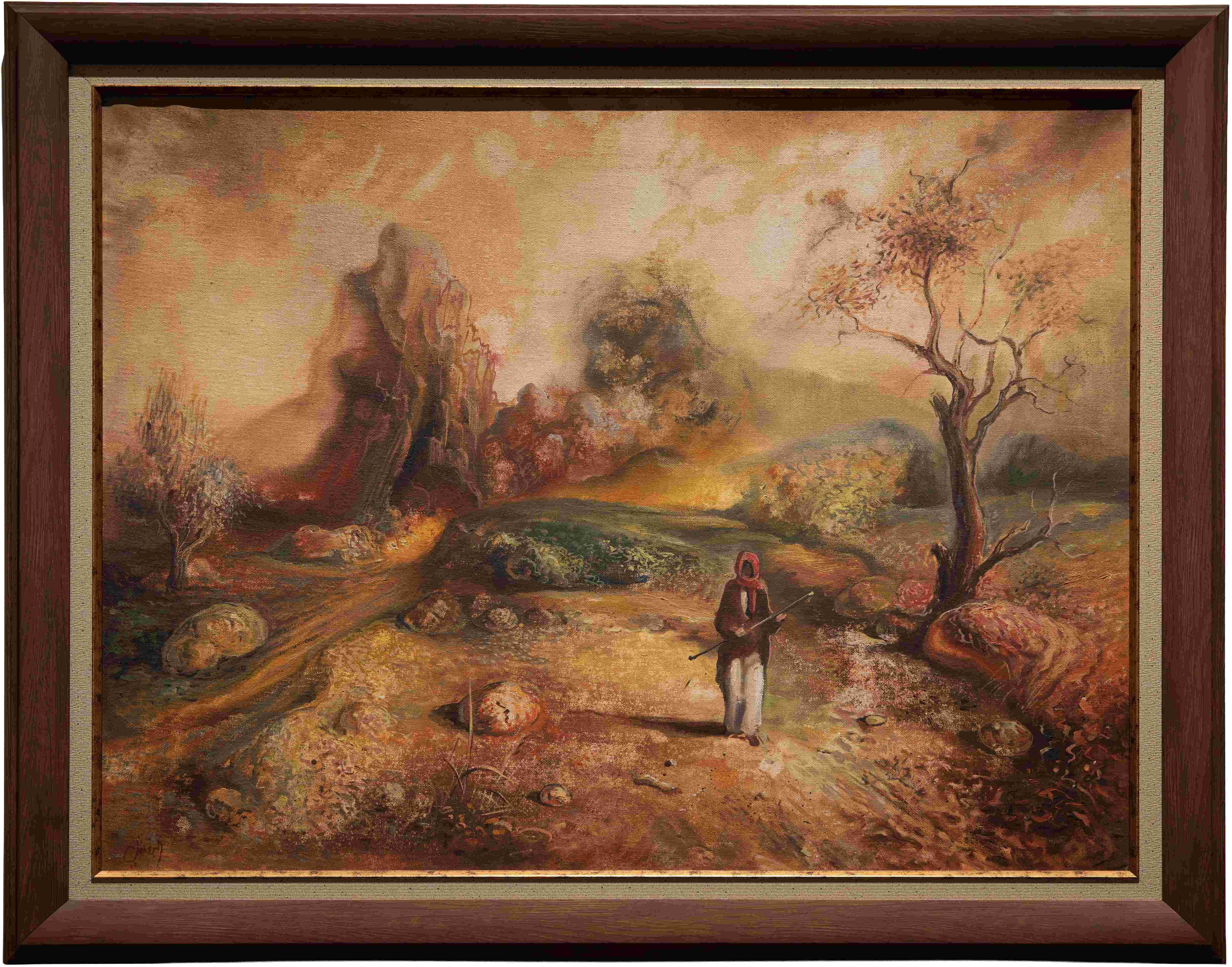 ‘Untitled.’ Abdulhamid Albaqshi. 1974-1976. Oil on carton. 52 x 70 cm. Courtesy of the artist. Photo by Ahmed Al-Thani.&nbsp;&nbsp;