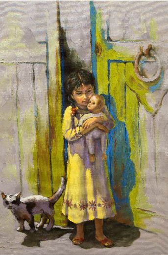 A little girl, a doll and her kitty. A simple life capturedby Dia Aziz Dia. 