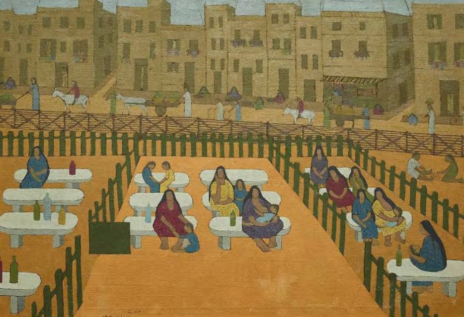 ‘Outpatient Clinic,’ by Menhat Helmy.1958. Oil on canvas, 66 x 80 cm. Image courtesy of Barjeel Art Foundation, Sharjah.