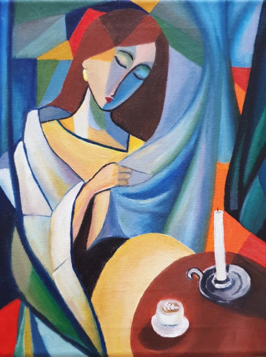 سارة الغامدي ستارة الركن الكئيب ألوان زيتيّة - كانفس 25*20