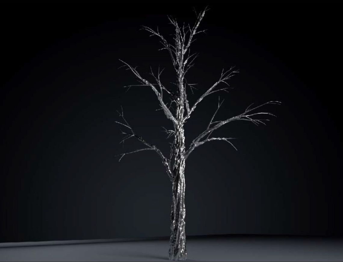 The Tin Farm by Abdullah AlOthman, 2019. Tin foil on 22 Sidder trees. Courtesy of the artist.