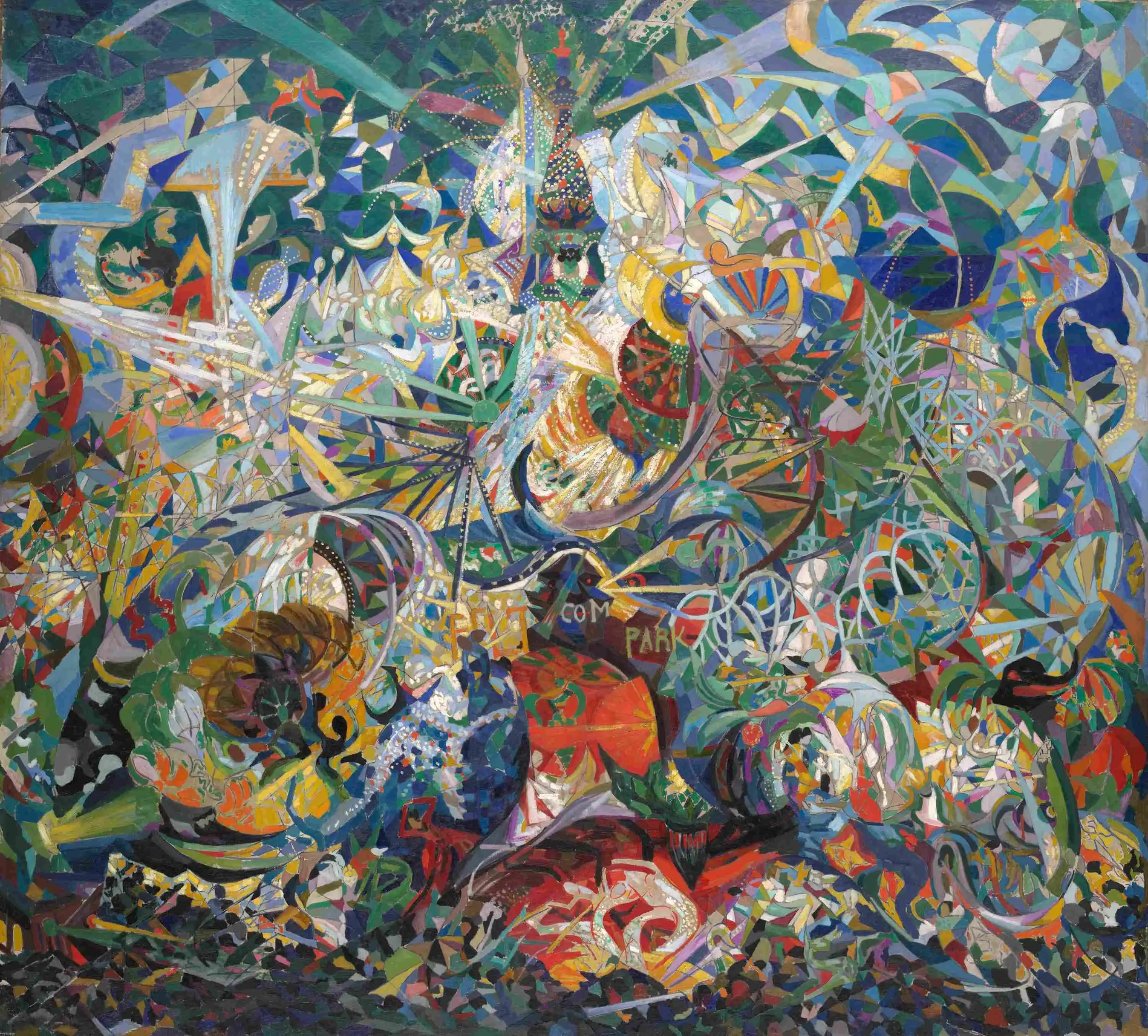‘Battle of Lights, Coney Island, Mardi Gras.’ Joseph Stella. 1913–1914. Oil on canvas. 215.3 x 195.6 cm. Source: Obelisk.&nbsp;&nbsp;