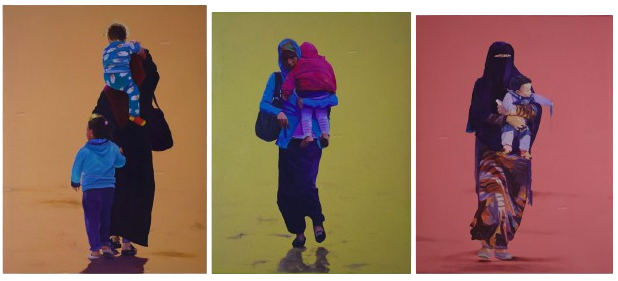 'أم وطفلها (من سلسلة مسرحية الإعجاب)'، للفنان جون باركس رايلتون. ألوان زيتية على قماش. بإذن من مركز كتبنا الثقافي.&nbsp;